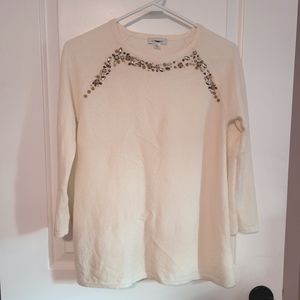 Garnet Hill Cashmere Three-Quarter-Sleeve A-Line Sweater